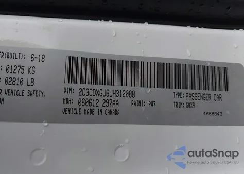 2018 Dodge Charger R/T Scat Pack Rwd z USA, uszkodzony, nr VIN 2C3CDXGJ6JH312088